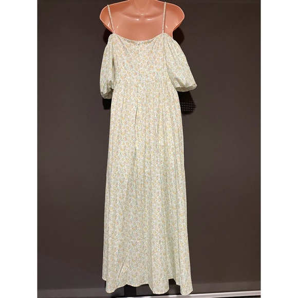 Green floral maxi dress with puffed sleeves NWT - Picture 7 of 7